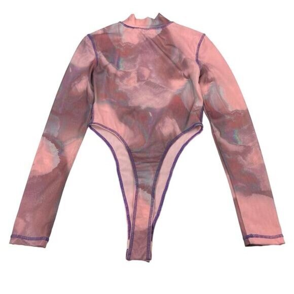 OH POLLY X Tammy Hembrow Supernova High Neck Long Sleeve Mesh Bodysuit Sz 4 - Picture 10 of 10